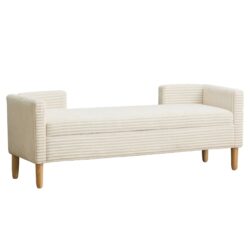 Storage Soft Bench With Armrests, Backrest And 2 Bolster Pillows For Living Room, Entryway And Bedroom - Ivory