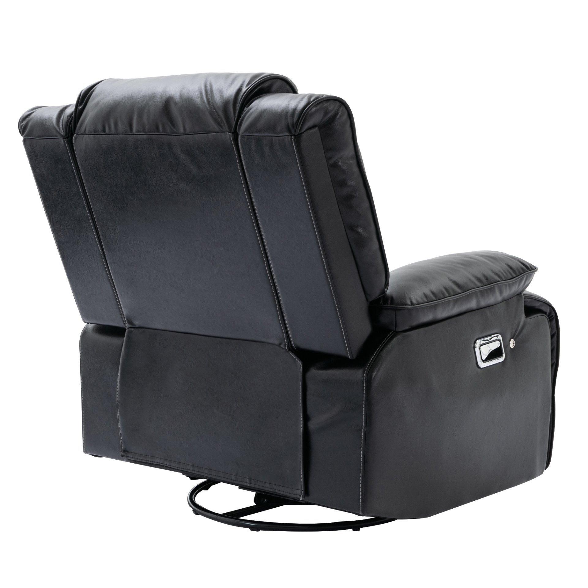 360° Swivel And Rocking Home Theater Recliner Manual Recliner Chair With A Led Light Strip For Living Room - Black - Image 18