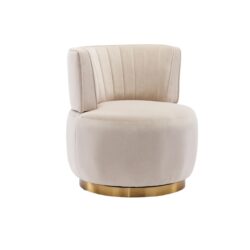 Swivel Barrel Accent Sofa Chair, 360 Degree Rotation, Fluffy Fabric - Beige