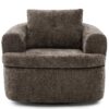 360° Swivel Accent Barrel Chair With Dual Layer Cushion, Round Seating For Living Room - Brown - Image 8