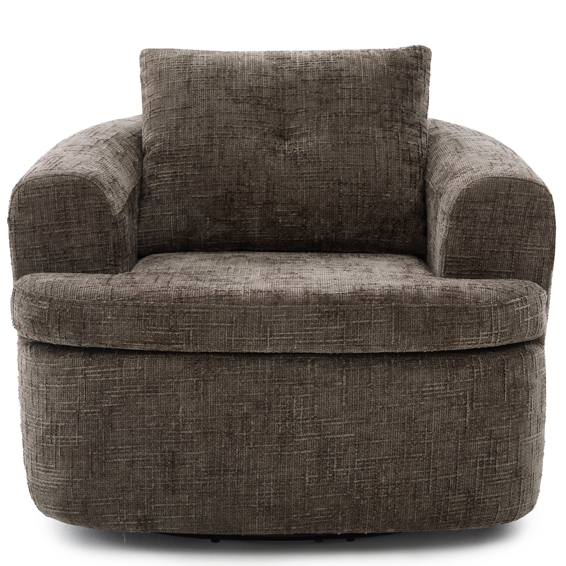 360° Swivel Accent Barrel Chair With Dual Layer Cushion, Round Seating For Living Room - Brown - Image 8