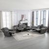Home Theater Recliner Set Manual Recliner Chair With Wide Armrest, Two Built-In Cup Holders For Living Room - Gray - Image 6