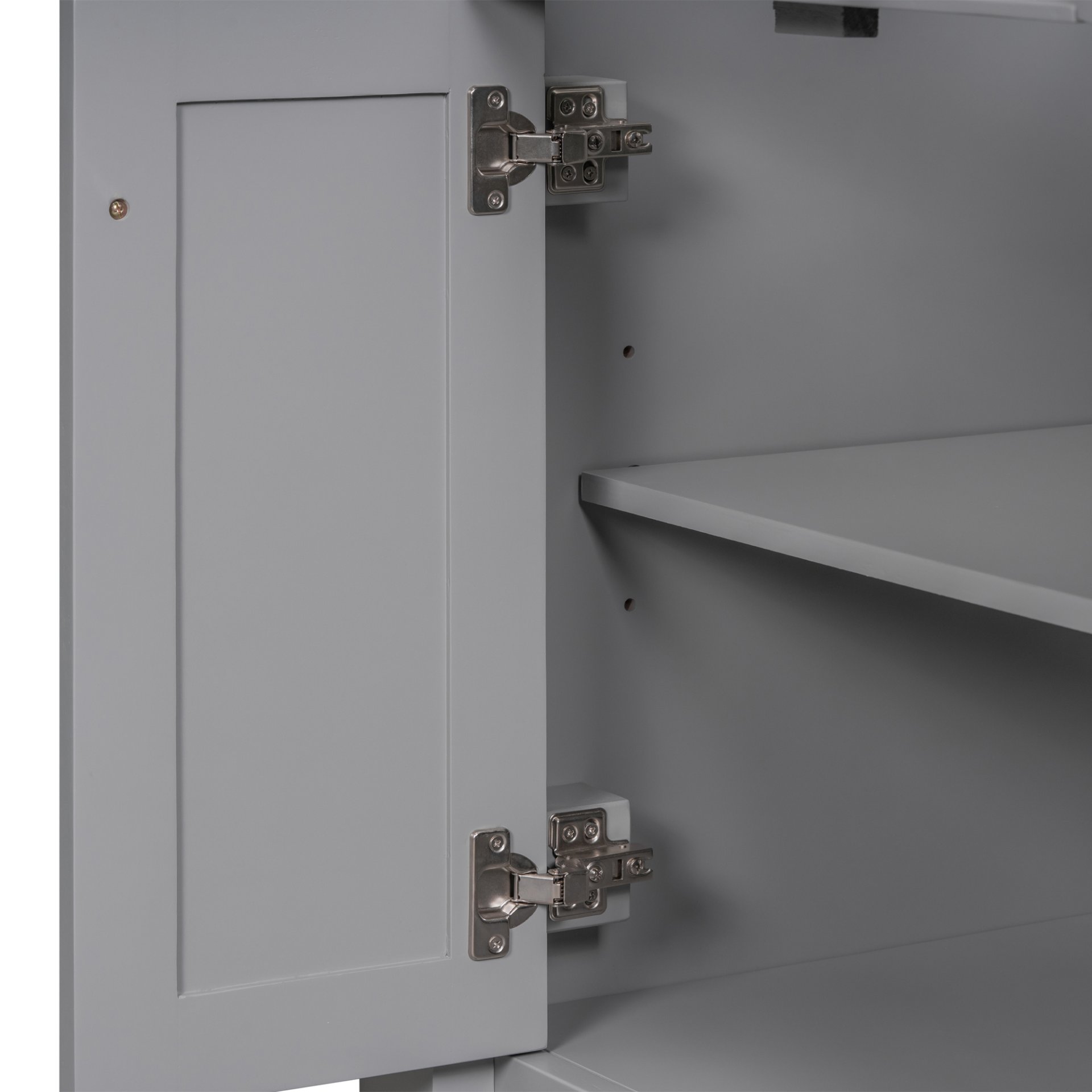 Bathroom Vanity With Top Sink, 2-Tier Modern Bathroom Storage Cabinet, Single Sink Bathroom Vanity, Large Storage Shelves - Gray - Image 12