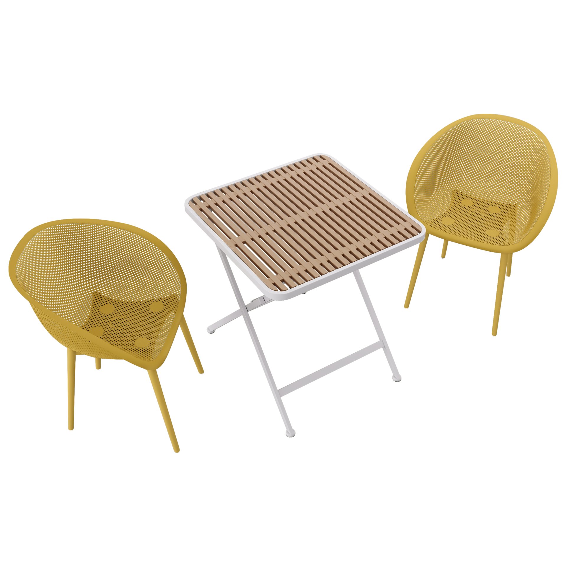 2 Pack Lounge Chair Set With Folding Square Table - Earthy Yellow / Khaki / White - Image 14