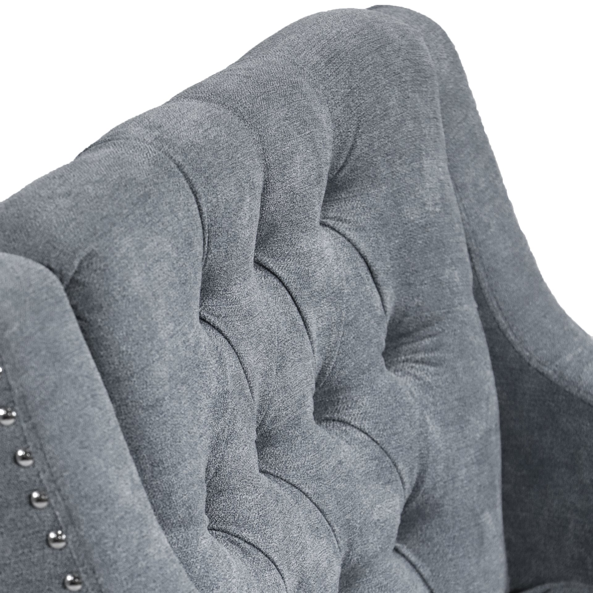 Accent Chair, Living Room Chair, Footrest Chair Set With Vintage Brass Studs, Button Tufted Upholstered Armchair For Living Room, Comfy Reading Chair For Bedroom, Reception Room - Gray - Image 22