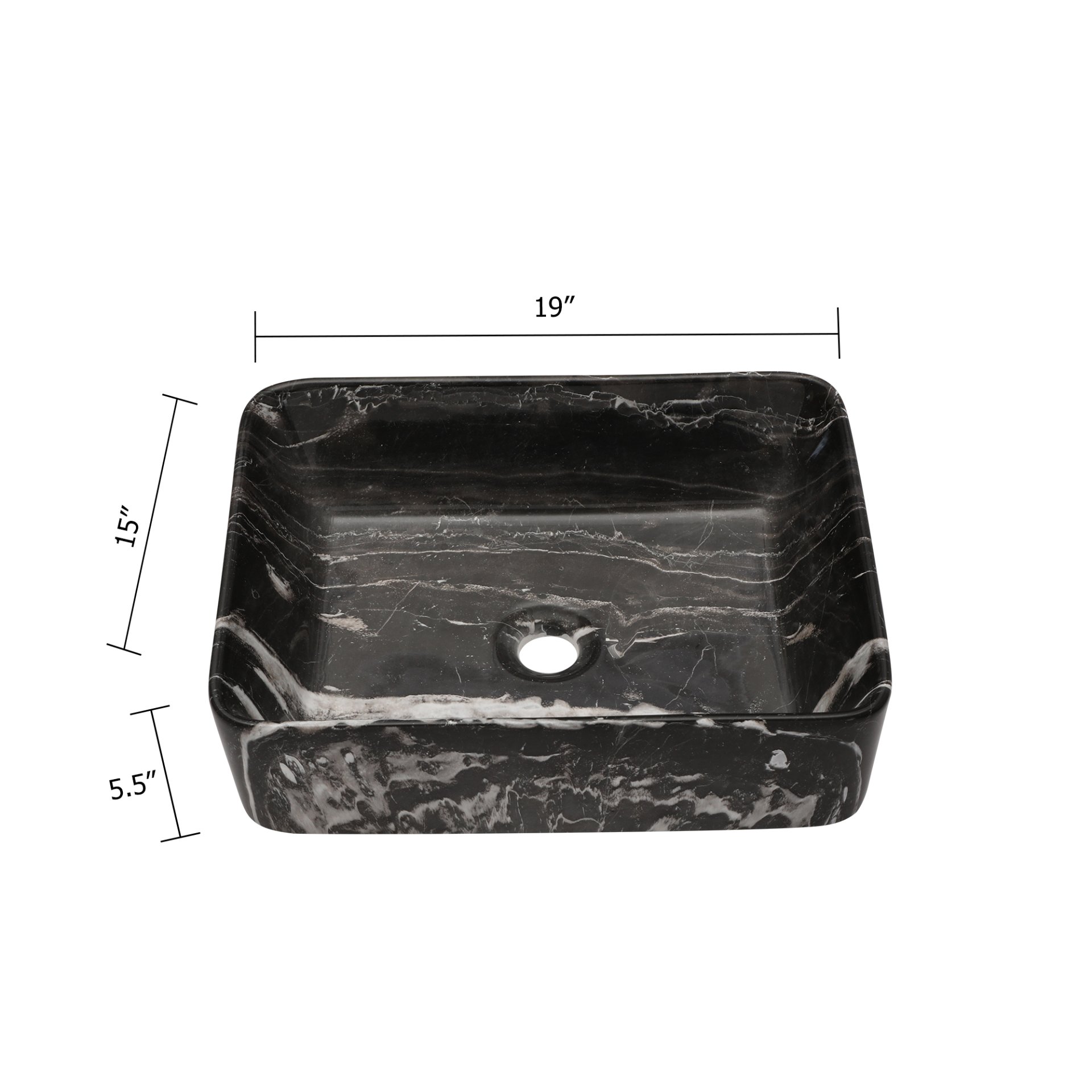 Rectangular Vessel Bathroom Sink - Black / Gray - Image 3