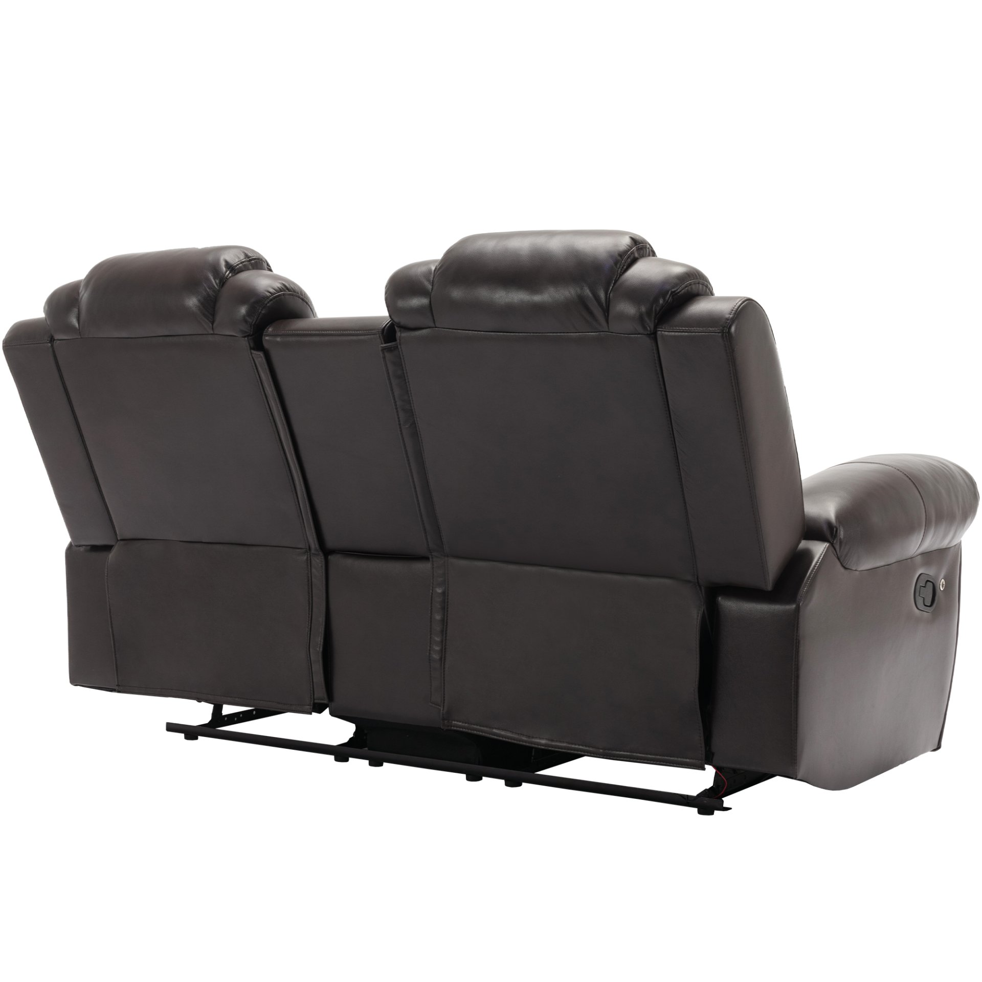 3 Pieces Recliner Sofa Sets Home Theater Seating Manual Recliner Chair With Center Console And Led Light Strip For Living Room - Brown - Image 20