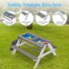 3-In-1 Kids Outdoor Wooden Picnic Table With Umbrella, Convertible Sand & Water, ASTM & CPSIA Certification - Gray - Image 6