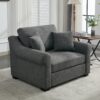 Modern Chenille Oversized Armchair, Chair And A Half, Single Sofa For Bedroom, Living Room, Wide - Gray - Image 6