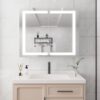 36" X 30" Medicine Cabinet With LED Vanity Mirror, Anti-Fog, Recessed Or Surface Mount, Waterproof, Dimmable, Aluminum 3000K~6000K Lighted Double Door Bathroom Cabinet With Touch Switch - Silver - Image 11