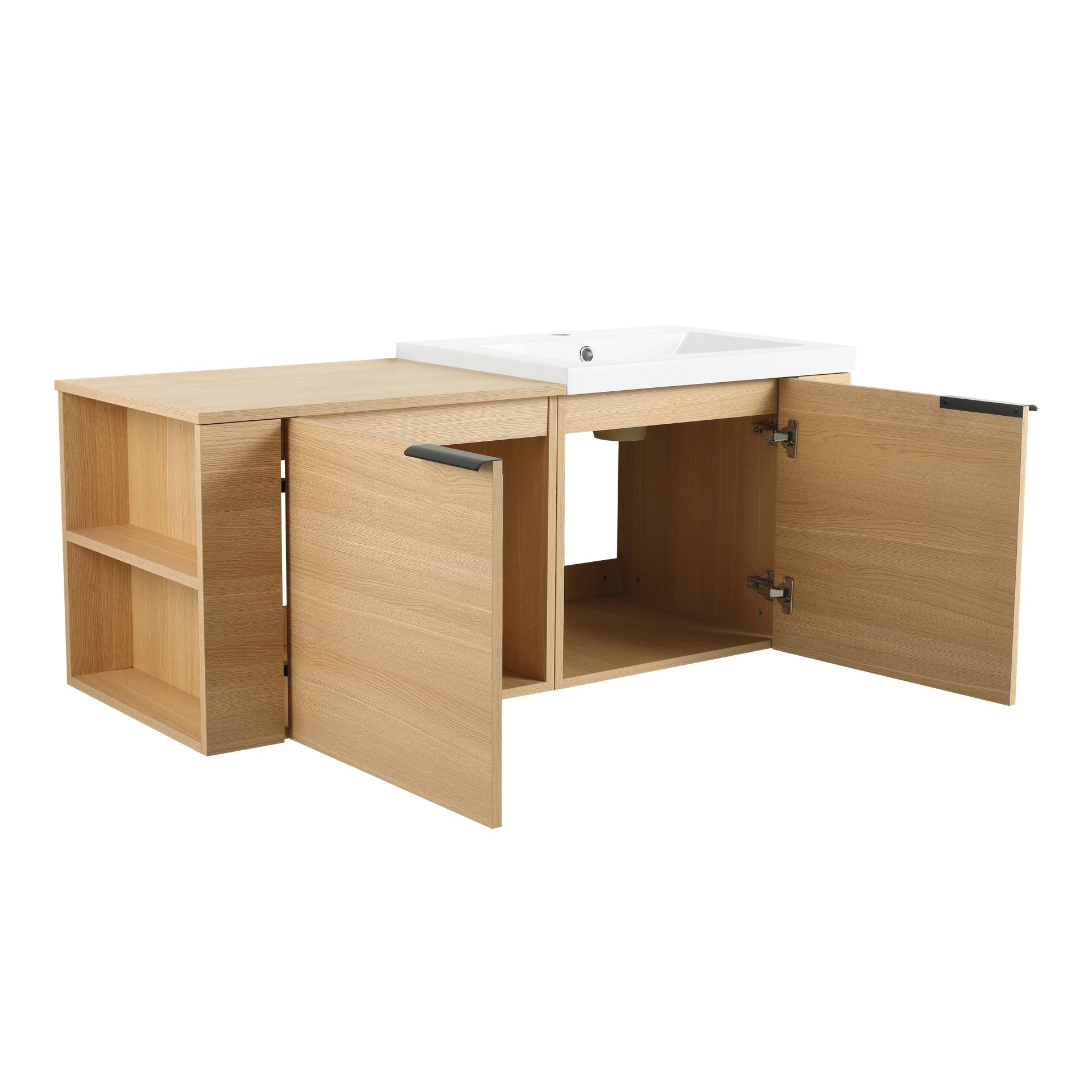 Modern Bathroom Vanity Sink Combo With Ample Storage - Oak - Image 15