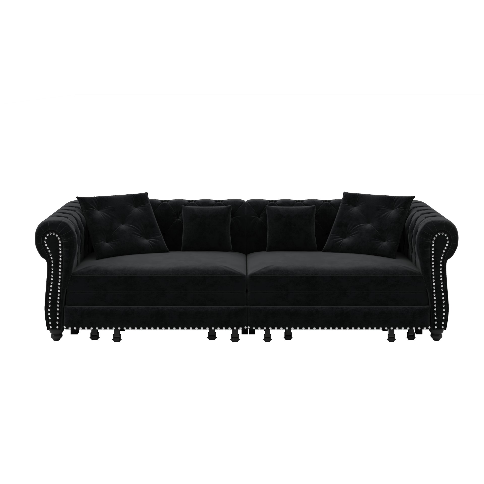 3 In 1 Pull Out Sofa Bed, King Size Sofa Bed, 3 Seater Sofa With Movable Ottoman, Tufted Design, Suitable For Living Rooms - Black - Image 23