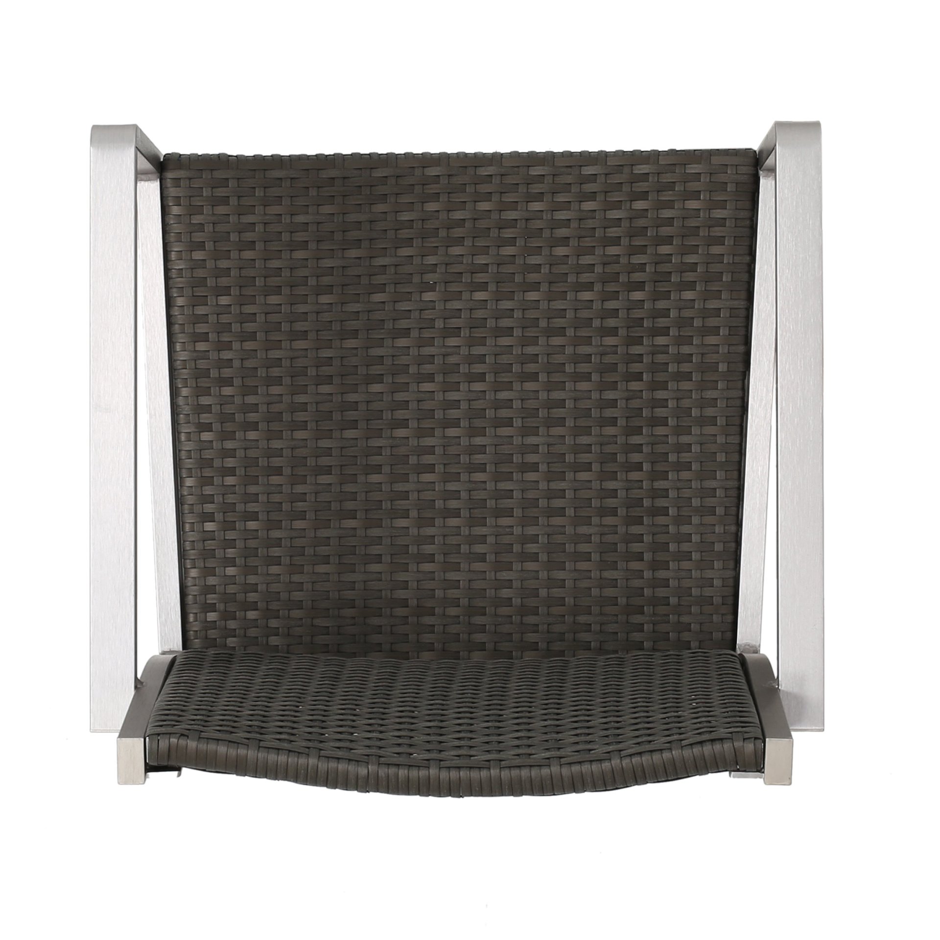 Outdoor Rust Proof Aluminum Barstools With Rattan Seat And Backrest - Silver / Gray - Image 11