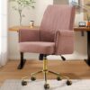 Ergonomic Mid Back Office Chair With Striped Fabric - Light Pink - Image 4