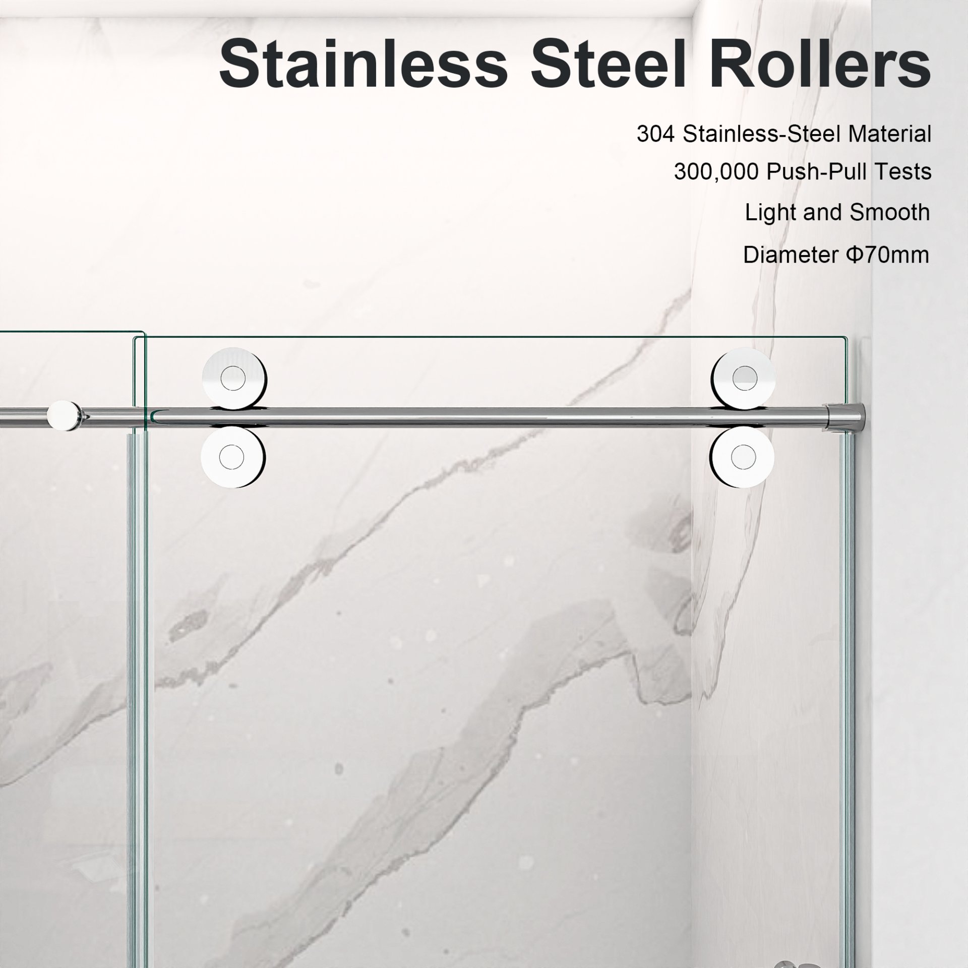 Frameless Single Sliding Shower Door With 8Mm Clear Tempered Glass - Chrome - Image 6