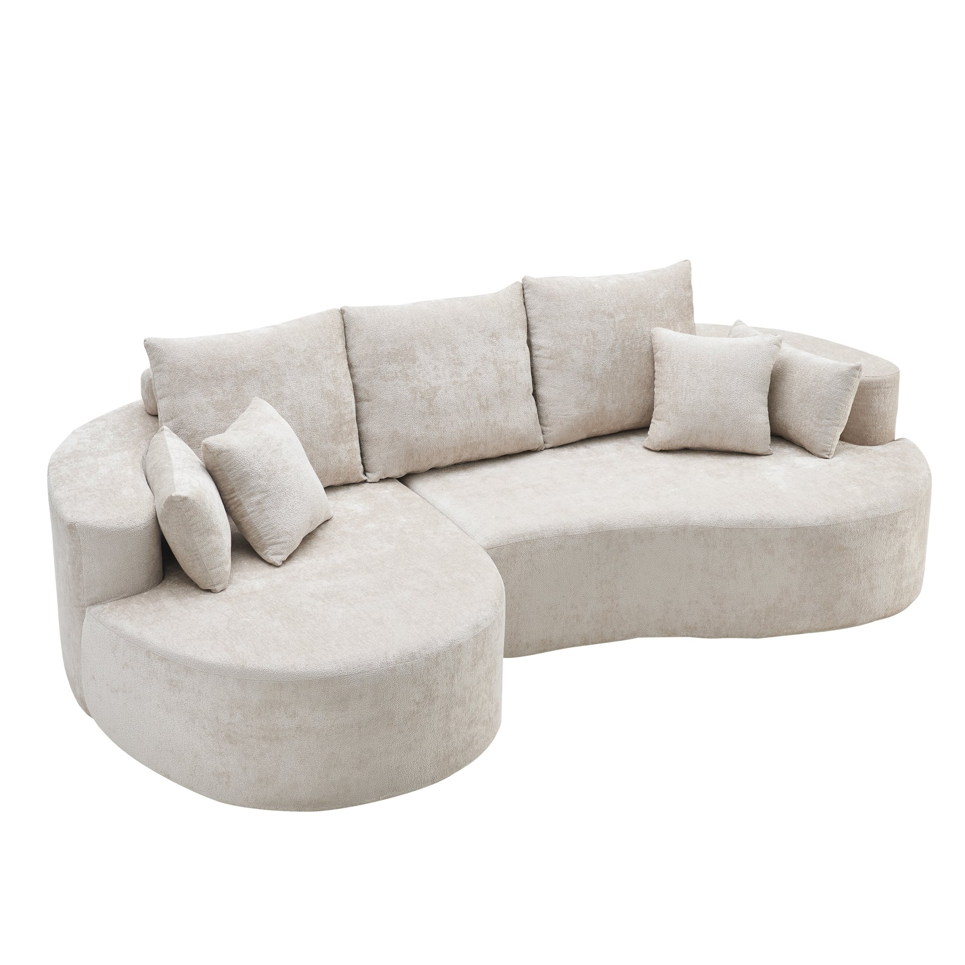 2 Piece Fabric Cloud Curved Sectional Sofa With Chaise For Living Room Bedroom Apartment - Silver Lining - Image 3