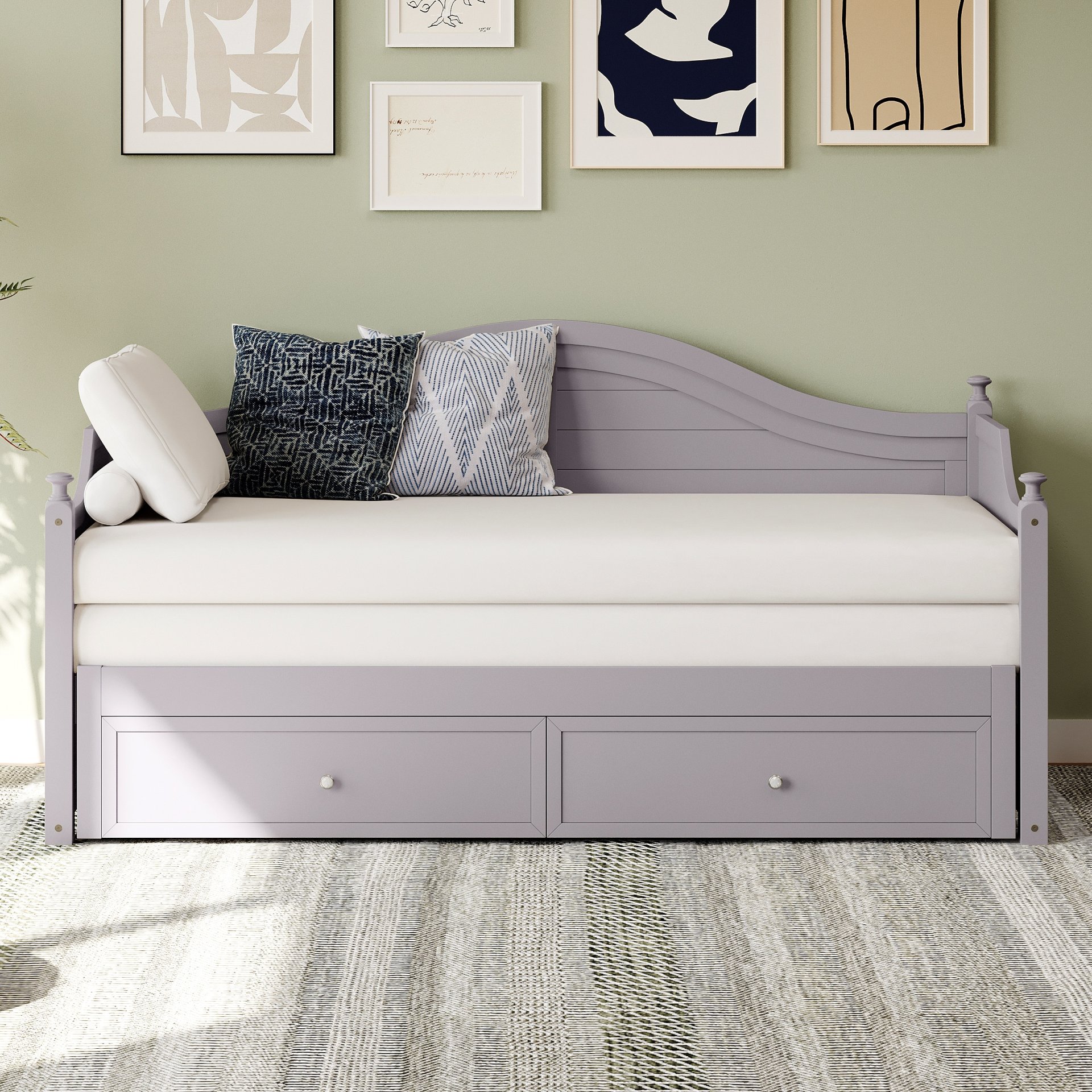 Twin Size Daybed With Extendable Trundle And Storage Drawers - Light Gray - Image 6