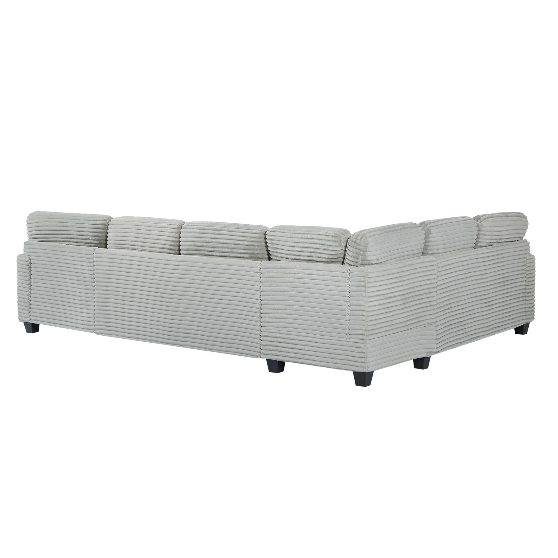 Modern U Shaped Sectional Sofa With Movable Ottoman And Side Storage Pockets Corduroy - Gray - Image 16