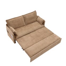 Pull Out Sofa Bed, Corduroy Convertible Sleeper Sofa Couch, Side Storage, And USB / C Type Charging Ports Chair For Living Room - Khaki