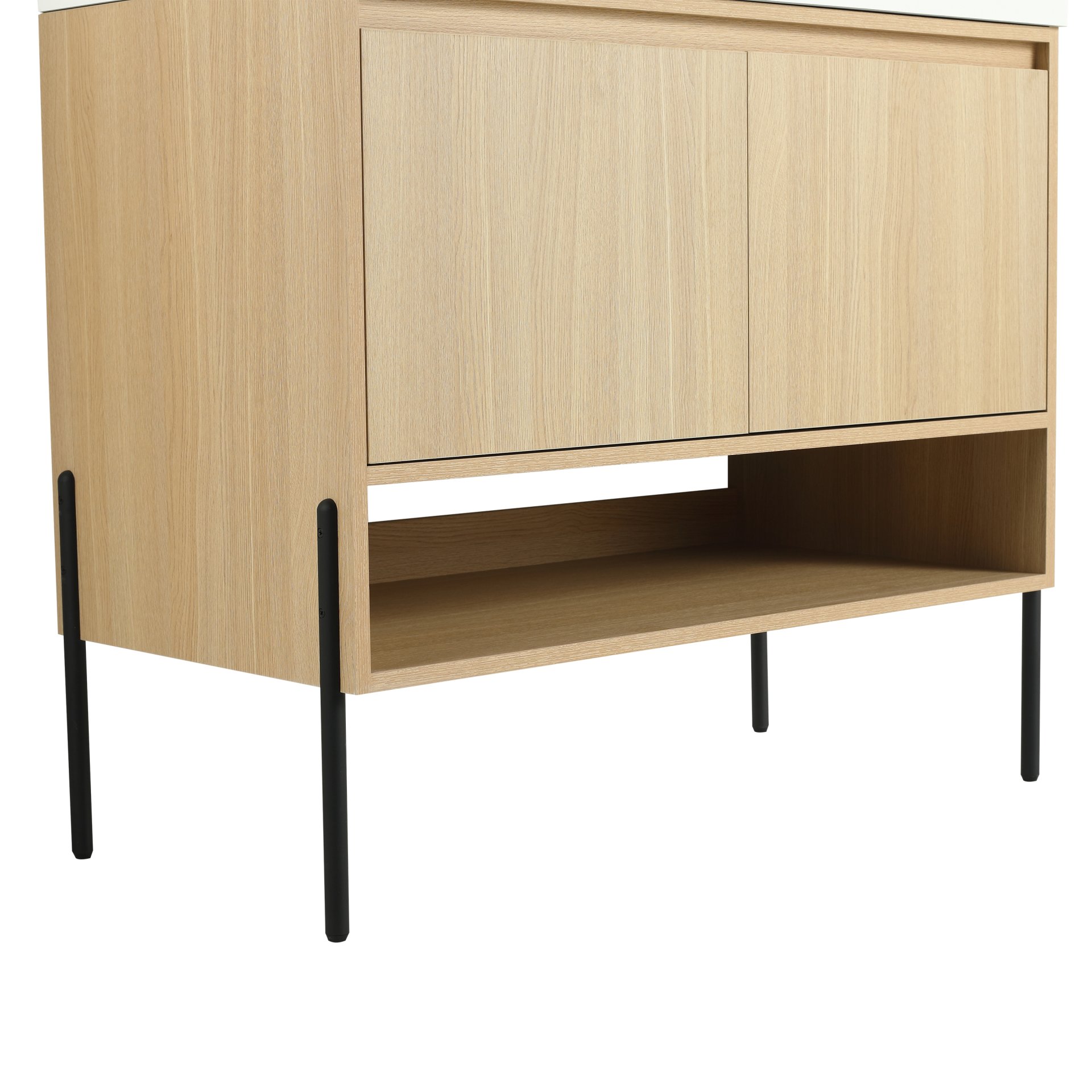 Modern 36" Bathroom Vanity Combo With Single Resin Sink And Storage Cabinet - Oak - Image 20