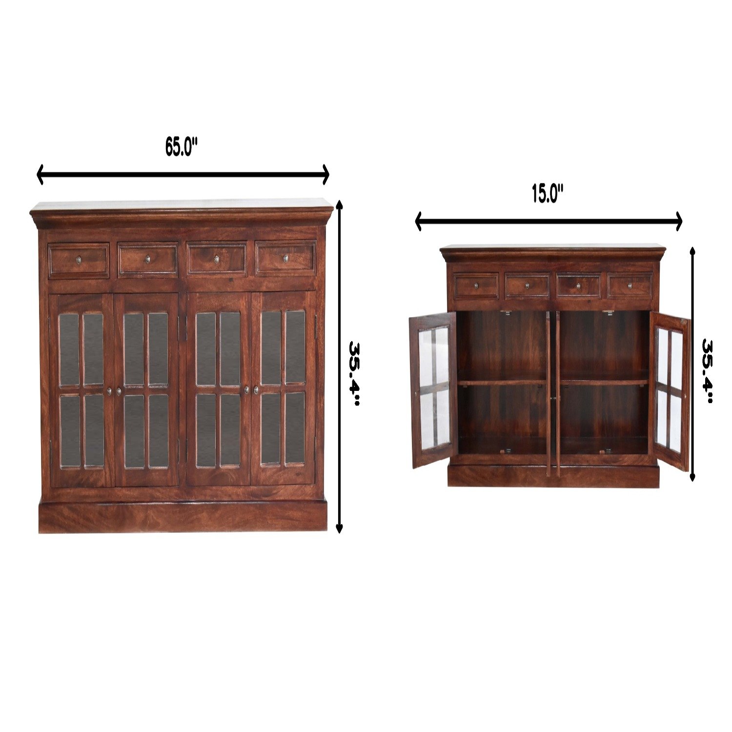 Large Glazed Sideboard - Cherry - Image 15