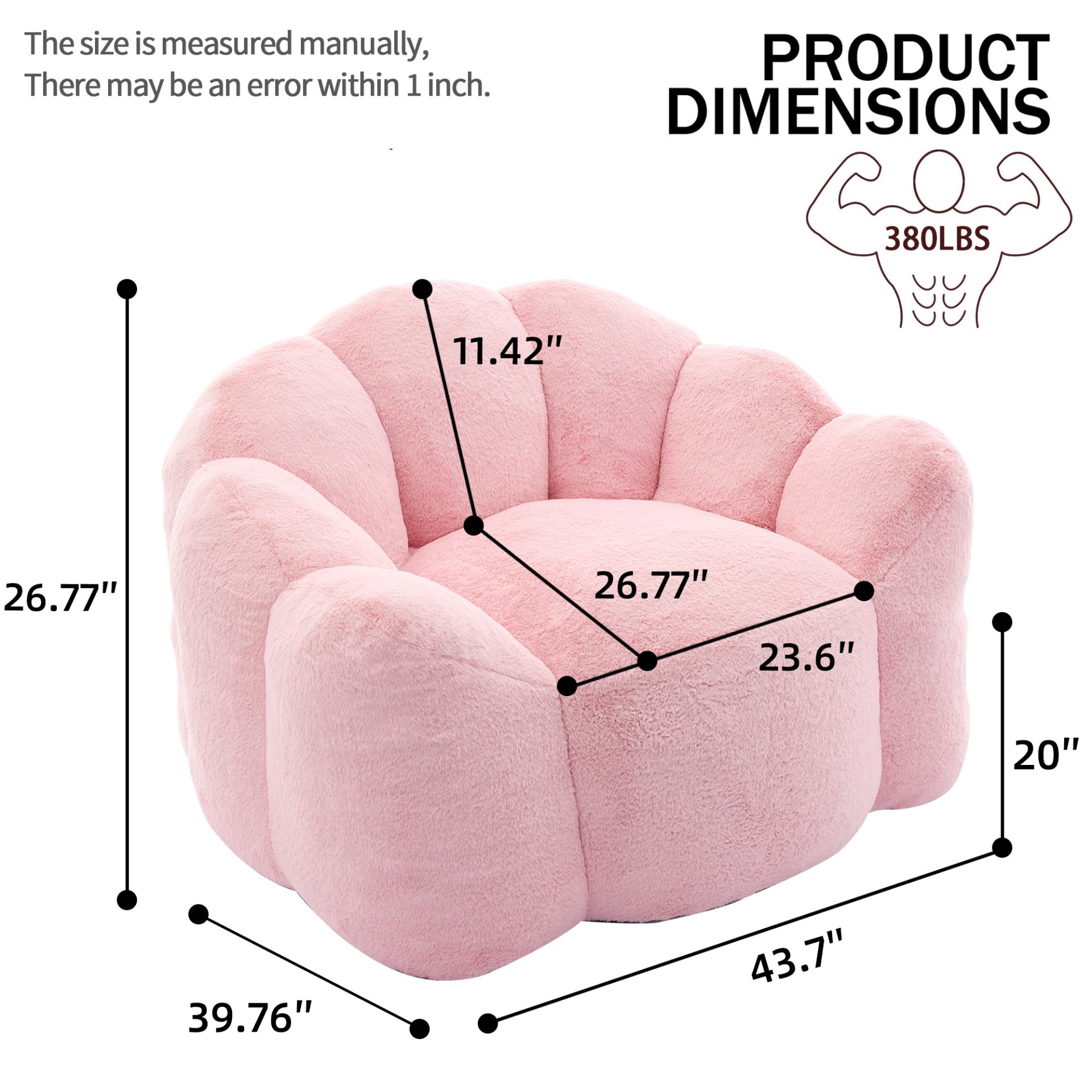 Lotus Compression Sofa Bean Bag With Pull Ring - Pink - Image 3