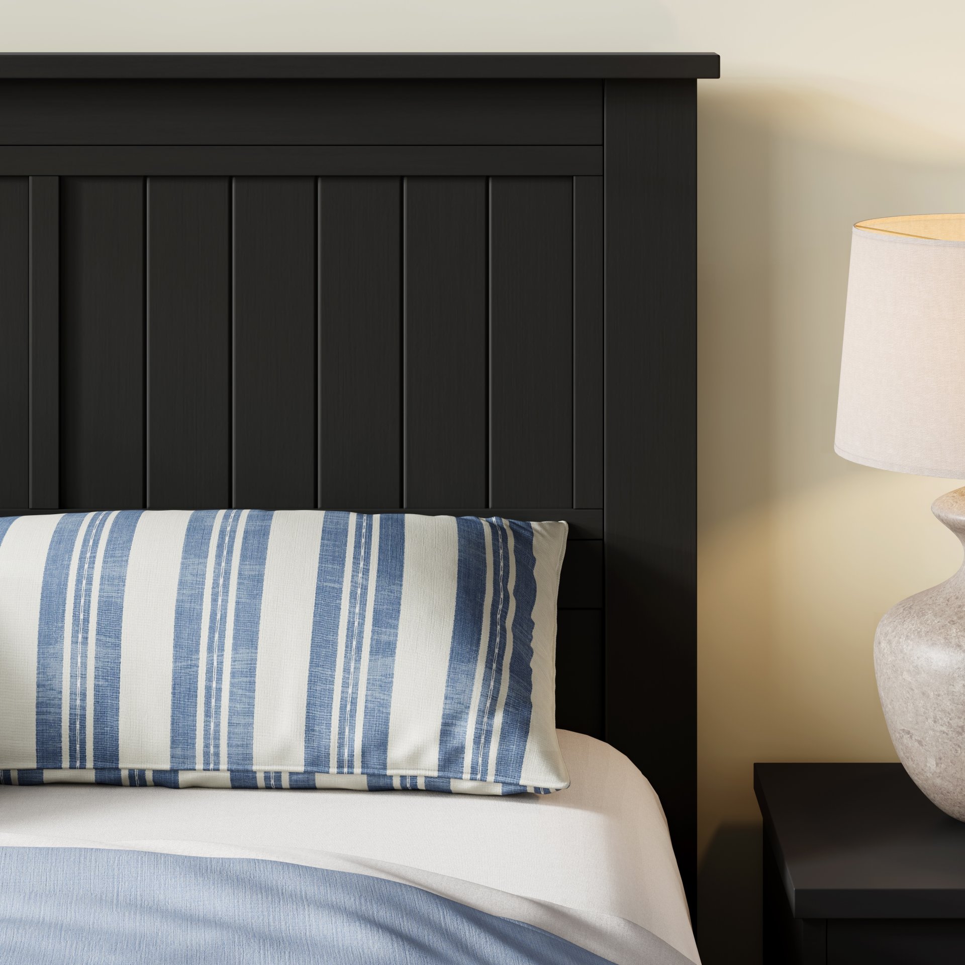 Walton - Queen Window Pane Panel Headboard - Black - Image 4