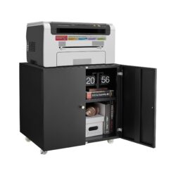 Home Office Printer Stand With Wheels, Mobile Lateral Filing Cabinet - Black
