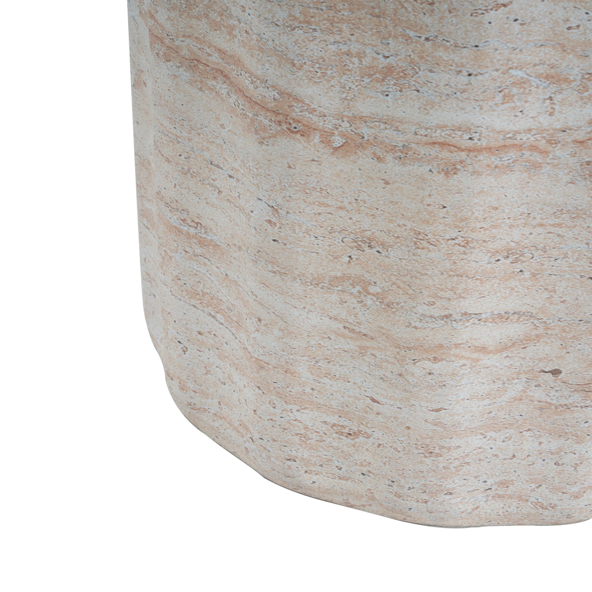 Elegant Indoor / Outdoor Lightweight Concrete Side Table With Travertine - Beige - Image 6