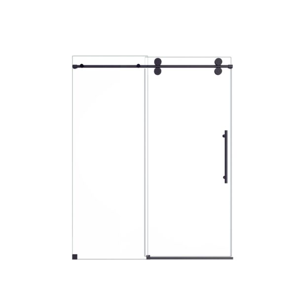 Frameless Single Sliding Shower Door With Clear Tempered Glass - Matte Black