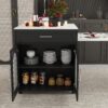 Expandable Kitchen Island With Dining Table - Black - Image 6