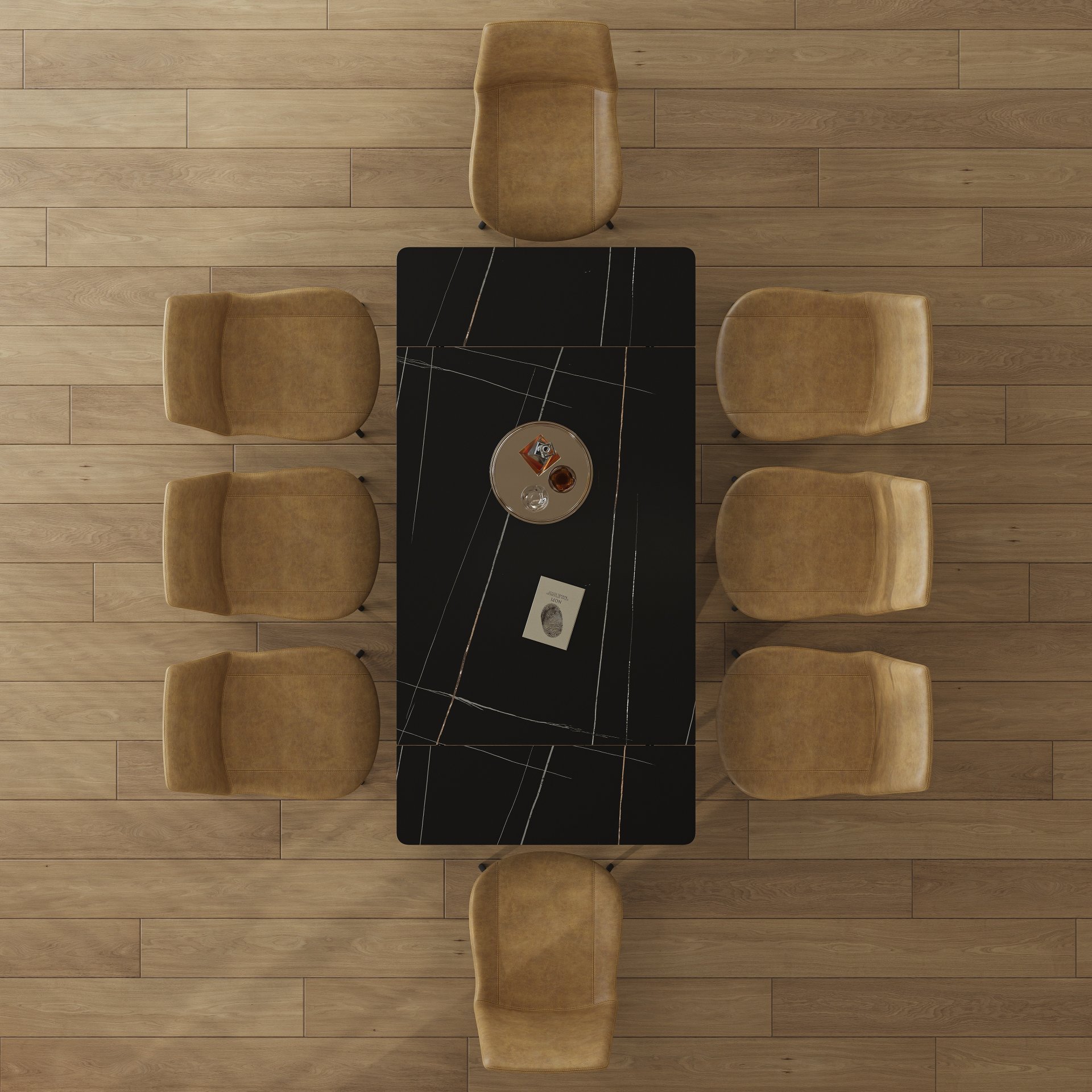 Retractable Dining Table Set With Carbon Steel Legs And Cross Leg Structure, Table And 8 Chairs - Black - Image 4