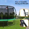 12Ft Recreational Kids Trampoline With Safety Enclosure Net & Ladder, Outdoor Recreational Trampolines - Green - Image 7