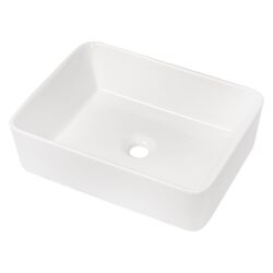 Rectangular Ceramic Vessel Bathroom Sink - White