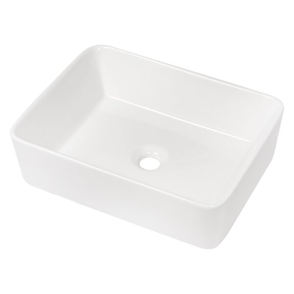 Rectangular Ceramic Vessel Bathroom Sink - White