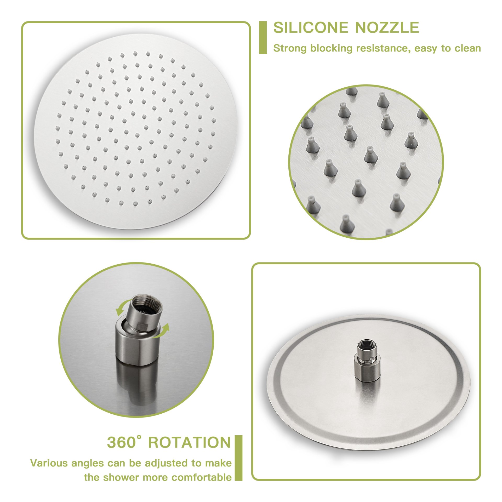 10" Round Rain Shower Head System With Waterfall Tub Spout, Wall Mounted, Stainless Steel - Brushed Nickel - Image 7