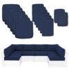 Outdoor Deep Seat Cushion Set For Patio Furniture, Polyester Replacement Pads - Navy Blue - Image 10