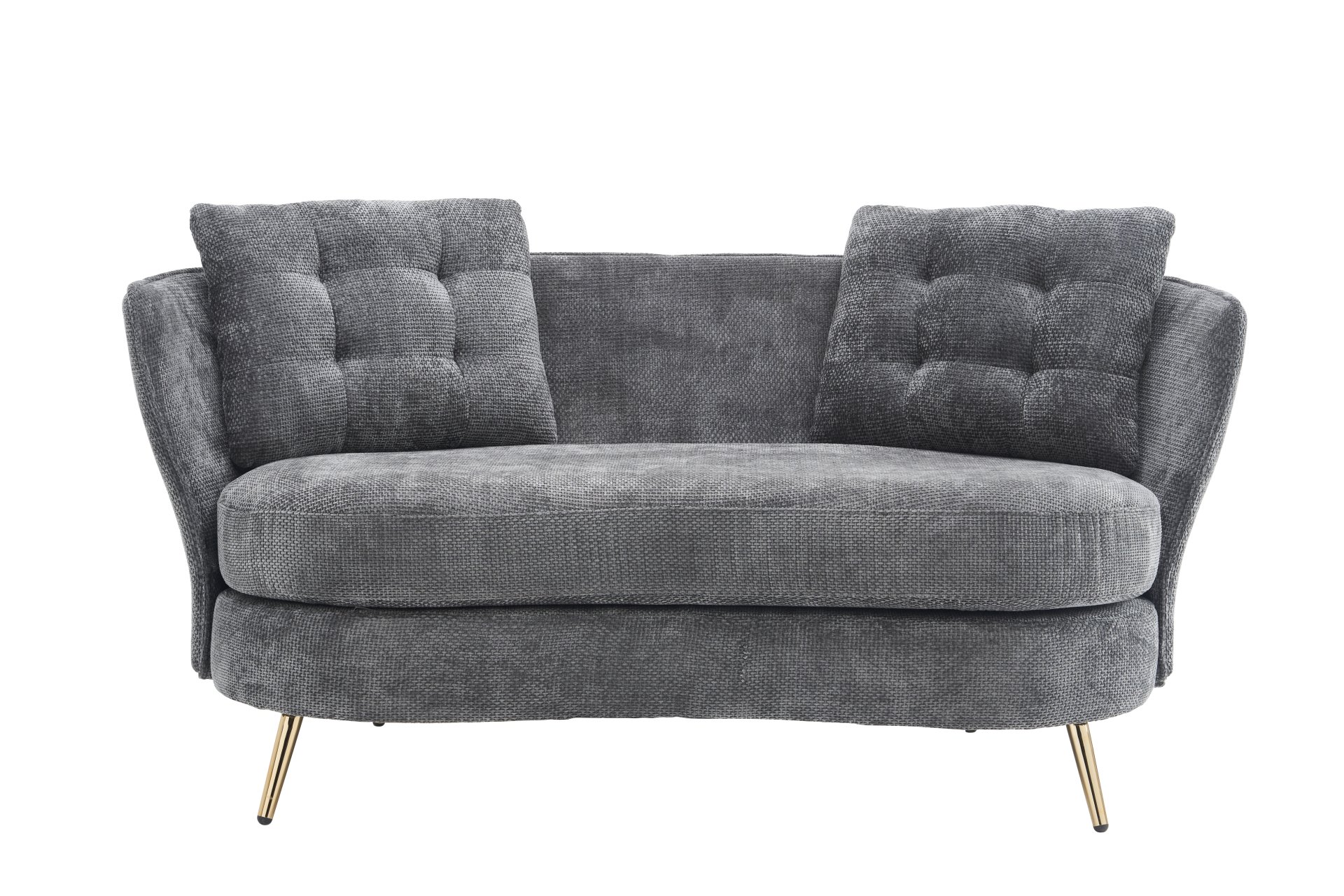 Polyester Fiber Loveseat Sofa Chair Upholstered Couch With Golden Metal Legs Club 2 Seat Sofa For Living Reading Room Bedroom Apartment Small Space Dorm - Gray - Image 8