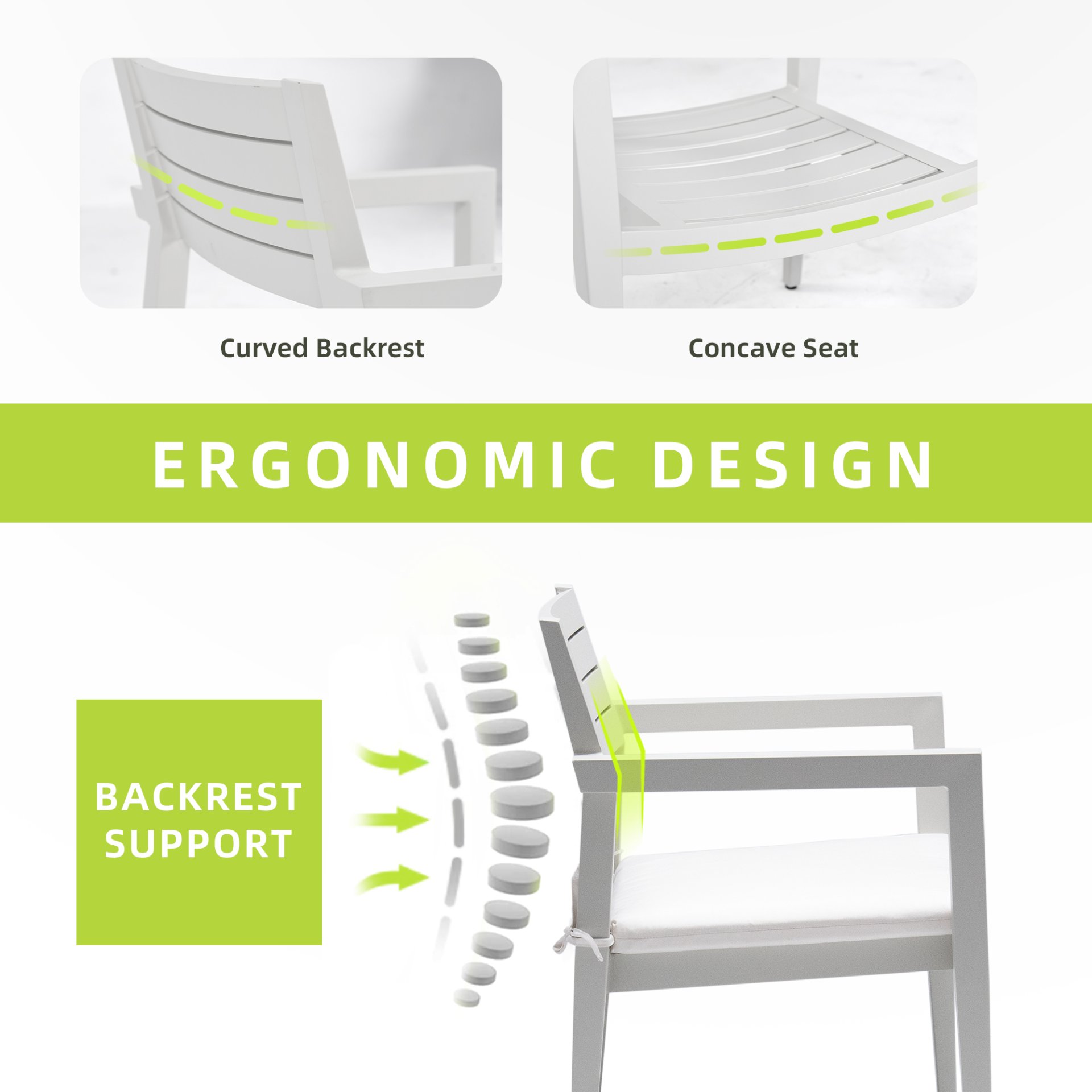 Outdoor Patio Stationary Dining Chairs With Outdoo Grade Sunbrella Fabric Cushions, Tapered Feet (Set of 4) - Grayish - Image 3