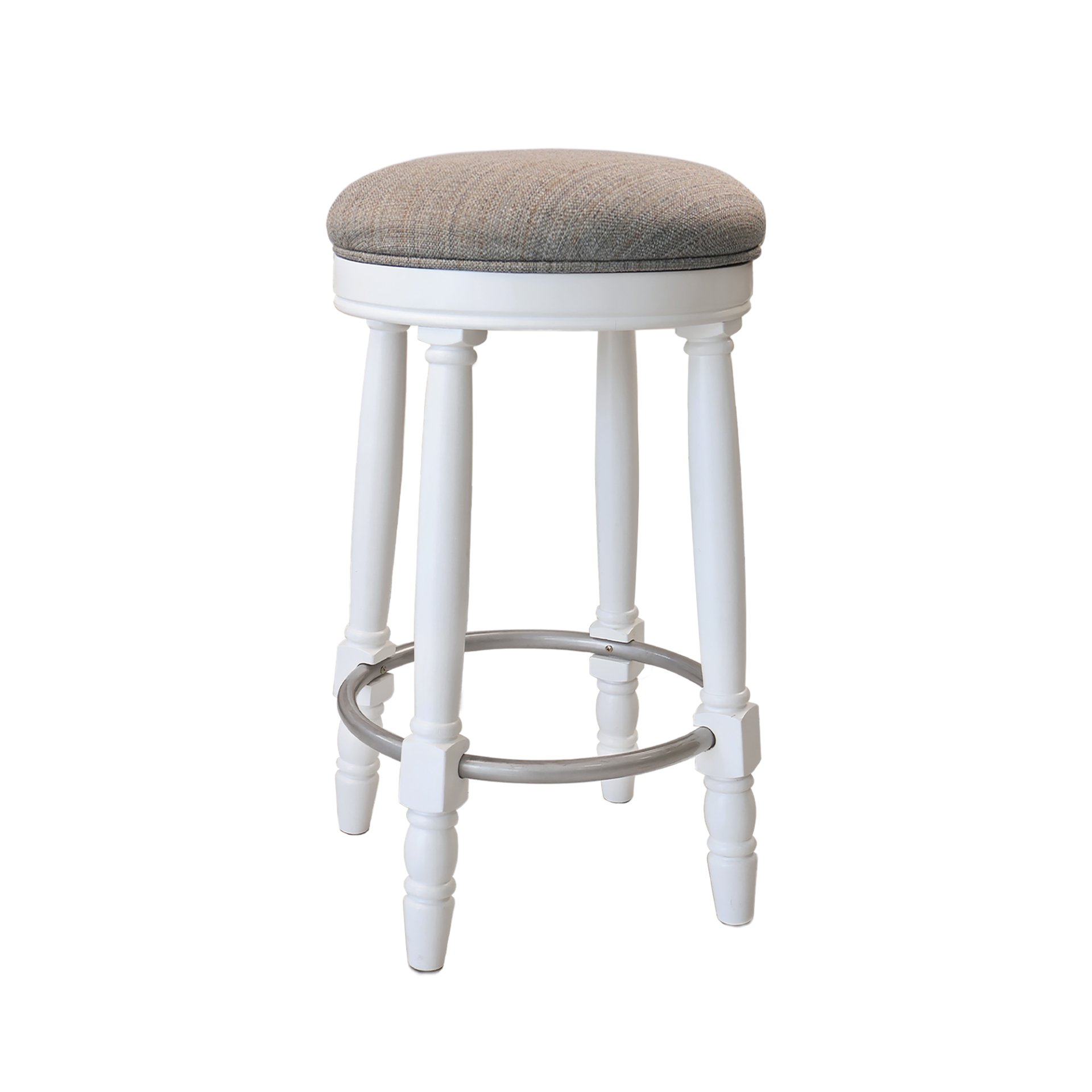 26" Counter Height Swivel Bar Stools (Set of 2) With Upholstered Seat - White - Image 6