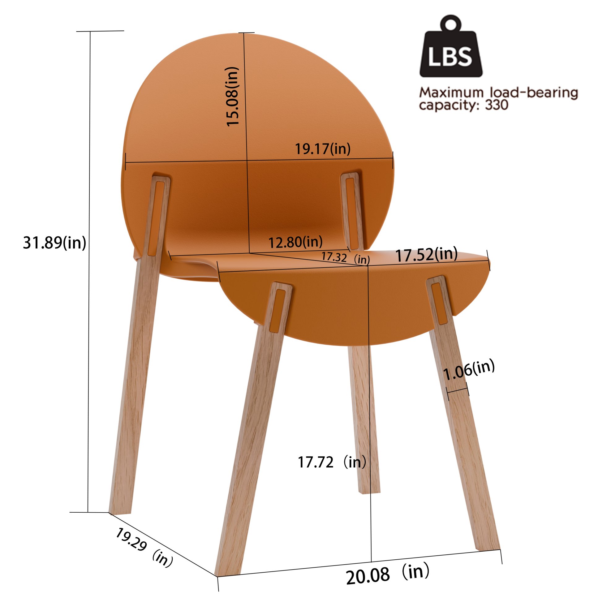 4 Piece Set Of Single Chairs With A Design Combining Modern And Traditional Elements, Durable And Comfortable - Tropical Orange - Image 3