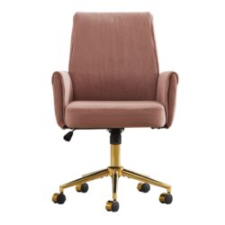 Ergonomic Mid Back Office Chair With Striped Fabric - Light Pink