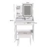 LED Vanity Mirror With Stool, 2 Drawers & 5 Storage Cabinets, Adjustable Lighting Mdf Dressing Table For Bedroom - White - Image 3