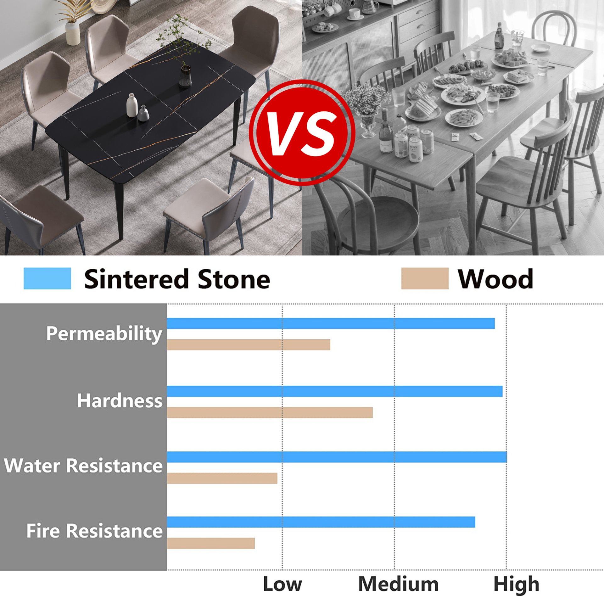 63" Artificial Stone Black Curved Black Metal Leg Dining Table, 6 People - Black - Image 11