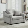 Modern Chenille Oversized Armchair, Chair And A Half, Single Sofa For Bedroom, Living Room, Wide - Light Gray - Image 5