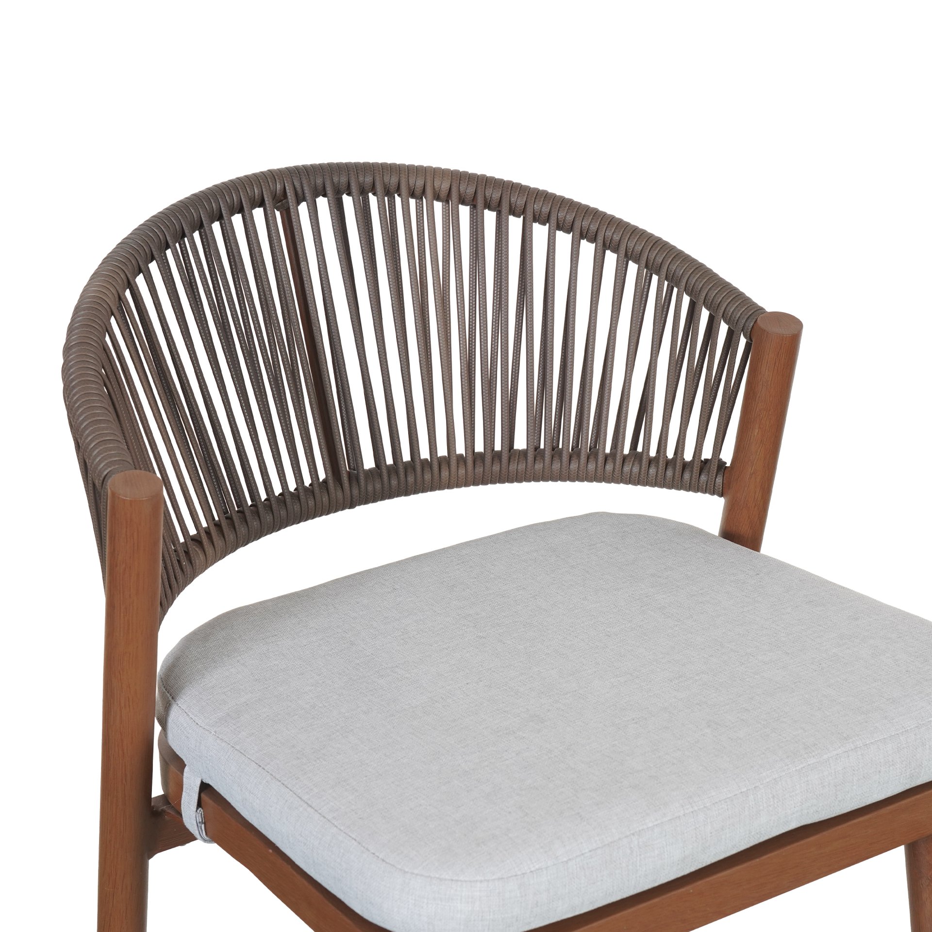 Outdoor Bar Height Aluminum Frame Counter Stools With Scallop Shaped Backrest & Water Resistant Cushions (Set of 2) - Teak - Image 7