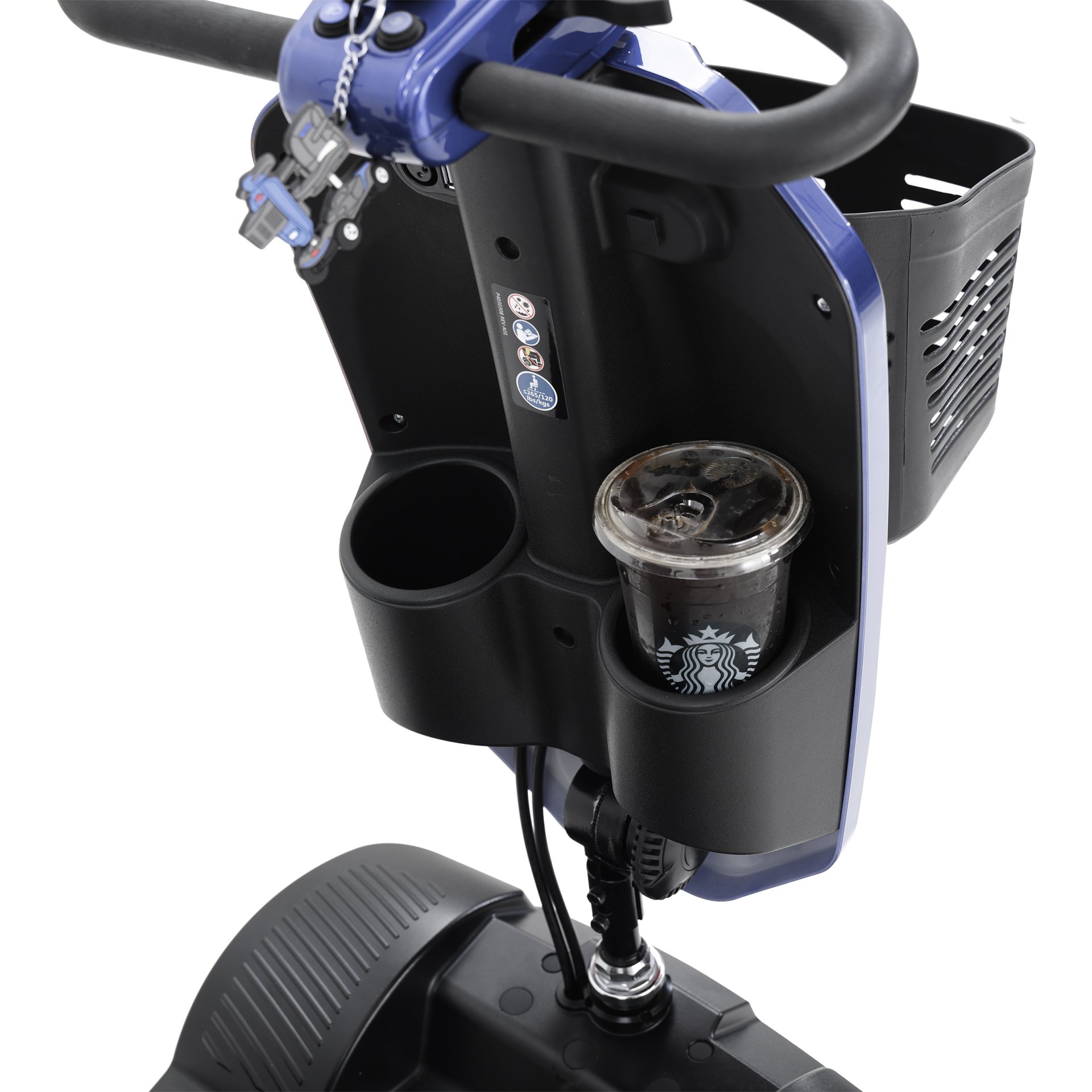Max Plus - 4 Wheels Outdoor Compact Mobility Scooter With 2 Pieces X 20Ah Lead Acid Battery, Max Driving Range 16 Miles With Cup Holders & USB Charger Port - Blue - Image 7