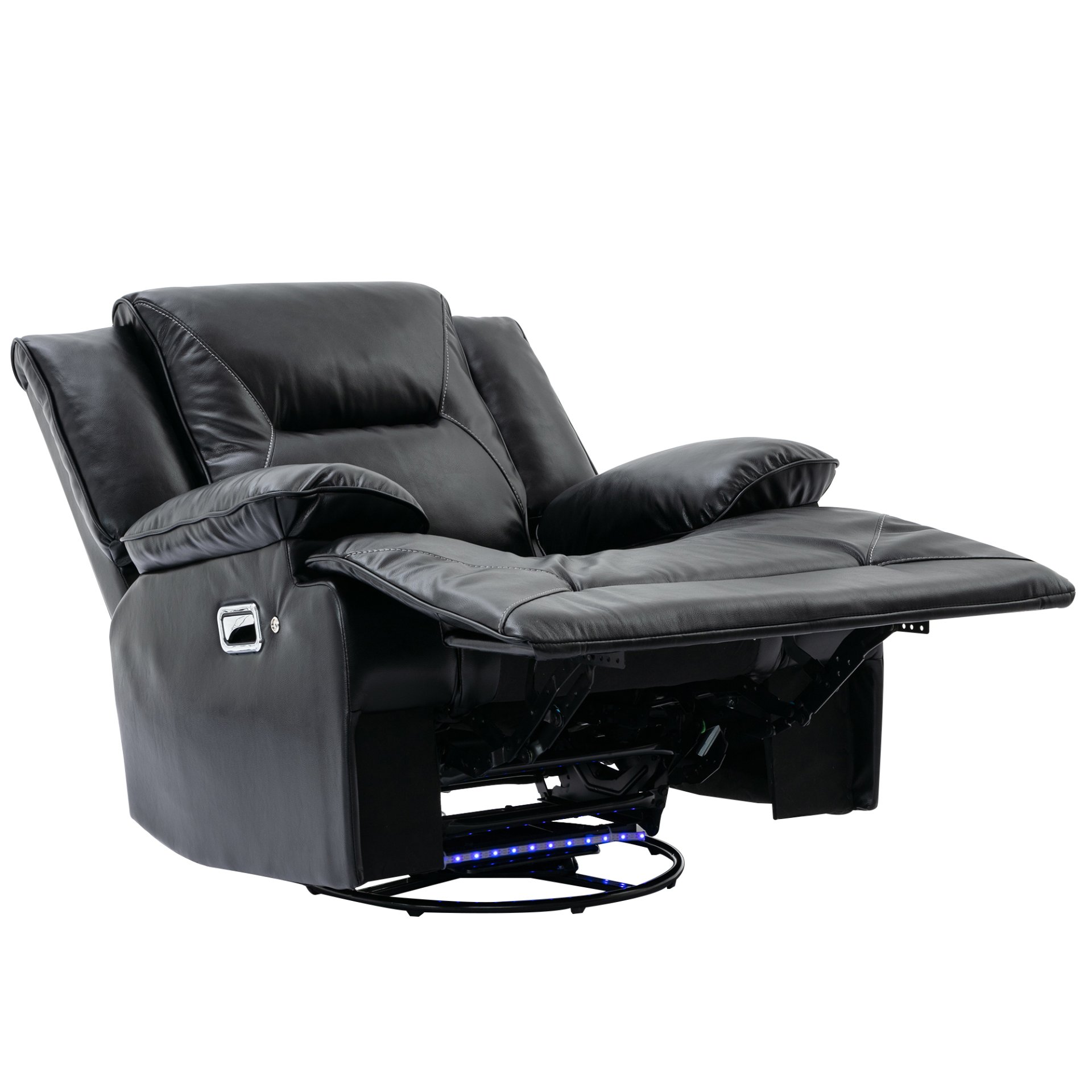 360° Swivel And Rocking Home Theater Recliner Manual Recliner Chair With A Led Light Strip For Living Room - Black - Image 13