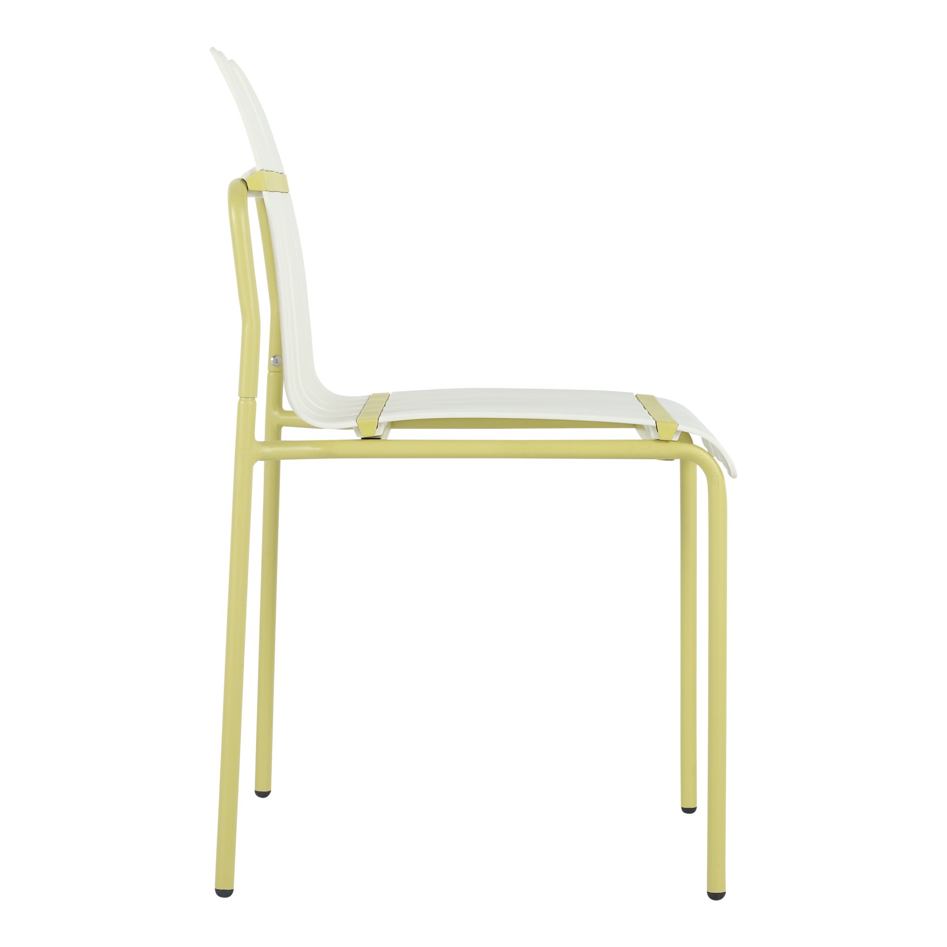4 Piece Set Of Modern Color Block Designed Single Chairs, UV Resistant And Rust Proof - Grain Yellow / White - Image 17