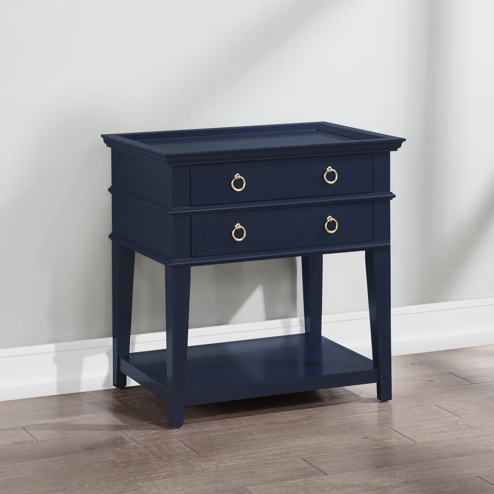 Carmona - 2 Drawer Tray Top Nightstand Pulls - Dark Blue - Image 5